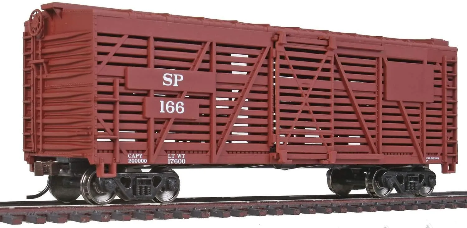 HO Scale Model Southern Pacific Stock Car, 40', Red