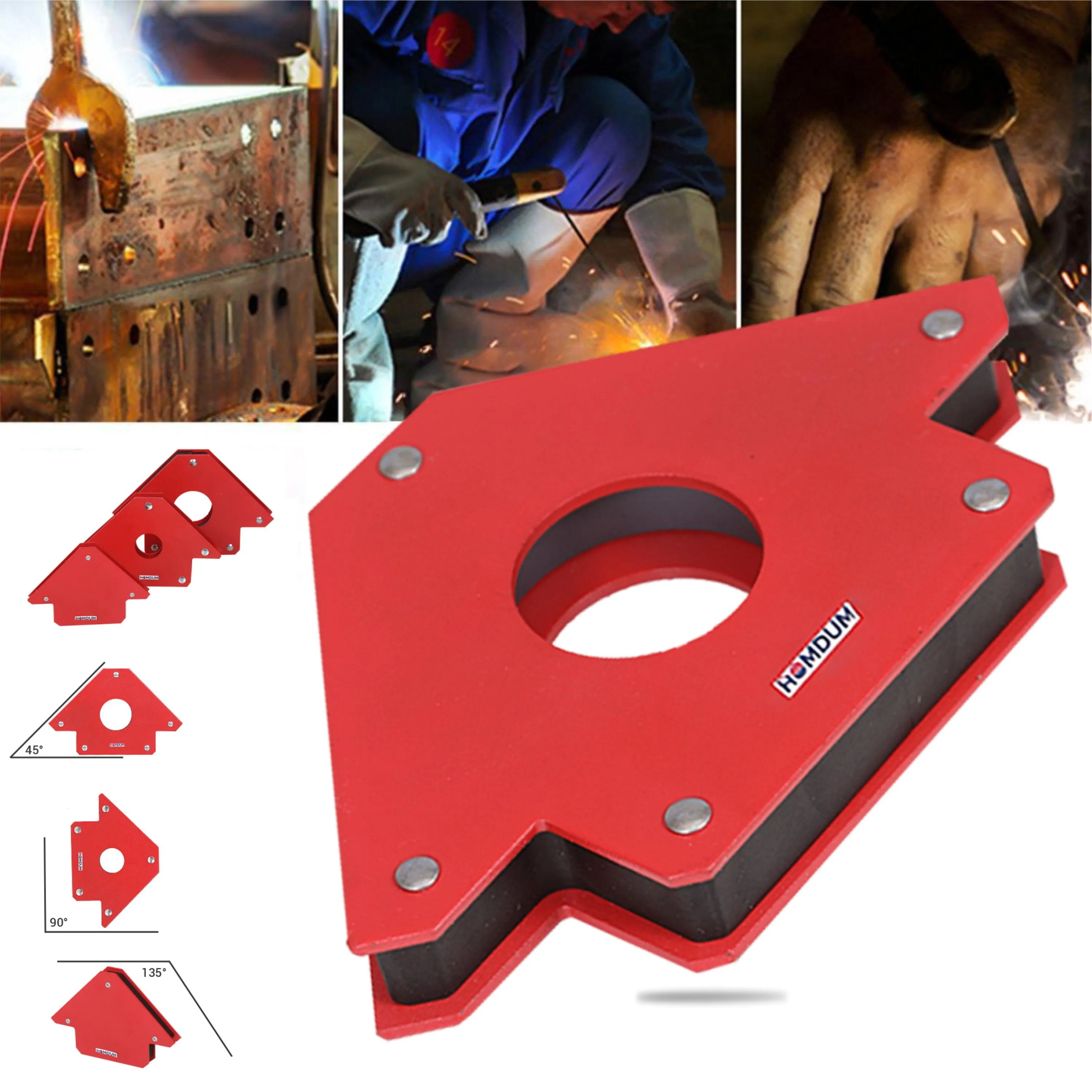 Homdum 4inch Multiangle magnetic welding holder clamps arrow type square with 22kg strong magnet pull for accurate alignment in fabrication works ( 1 Piece)