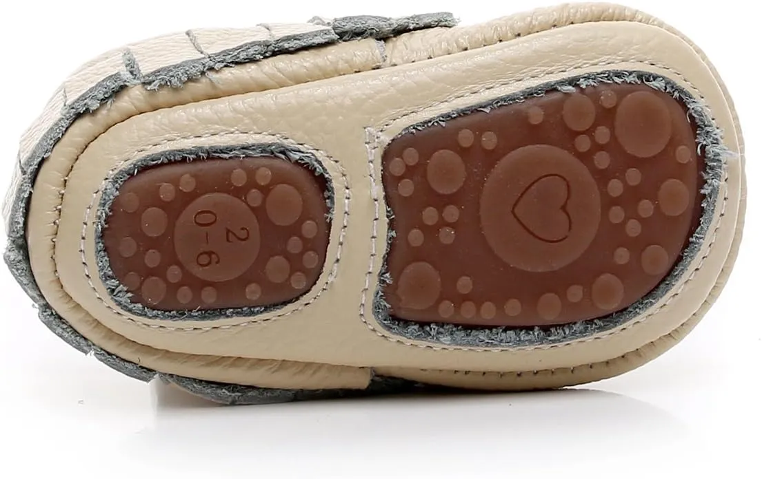 HONGTEYA Leather Baby Moccasins Hard Soled Tassel Crib Toddler Shoes for Boys and Girls…