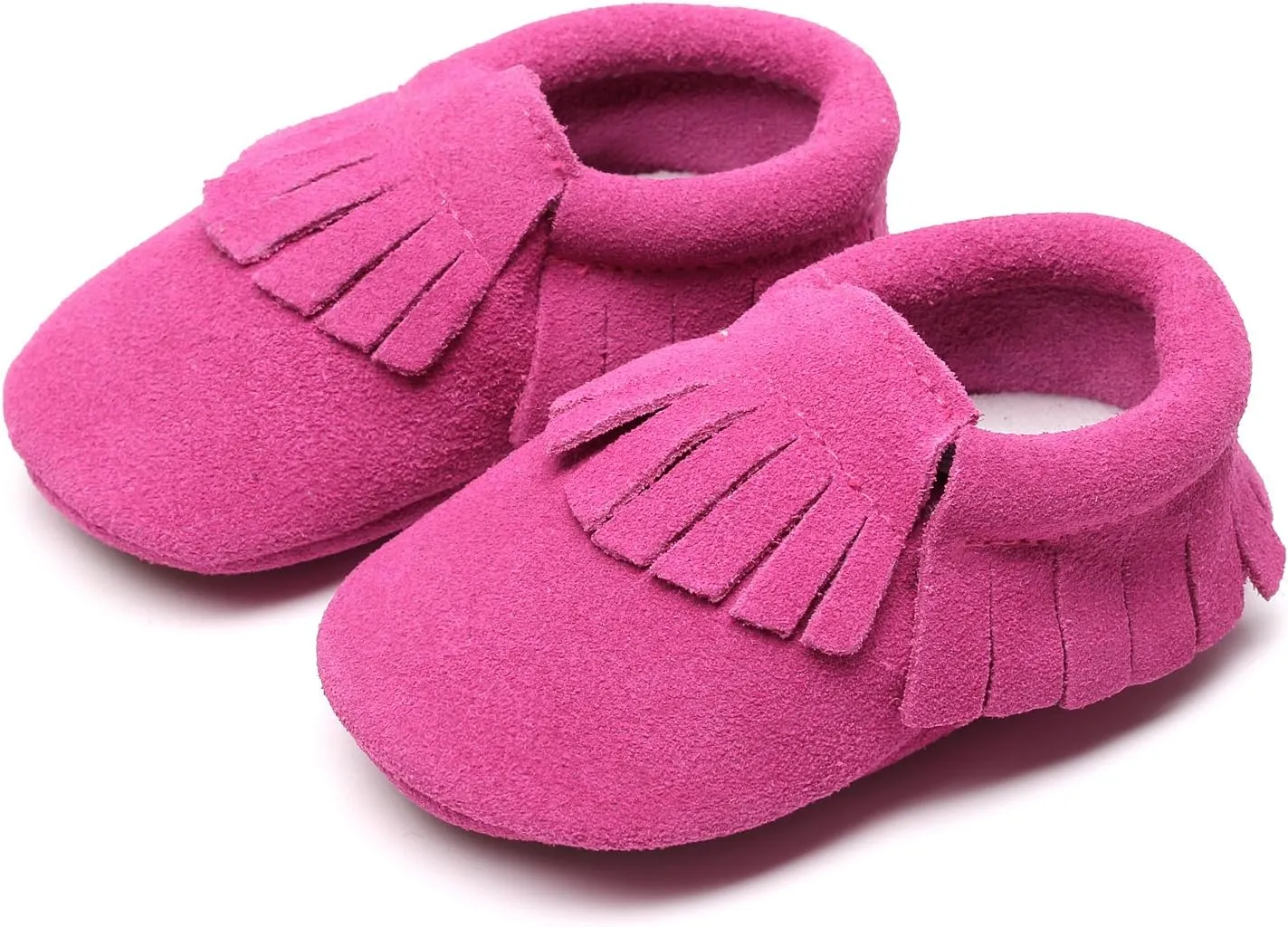 HONGTEYA Leather Baby Moccasins Hard Soled Tassel Crib Toddler Shoes for Boys and Girls…