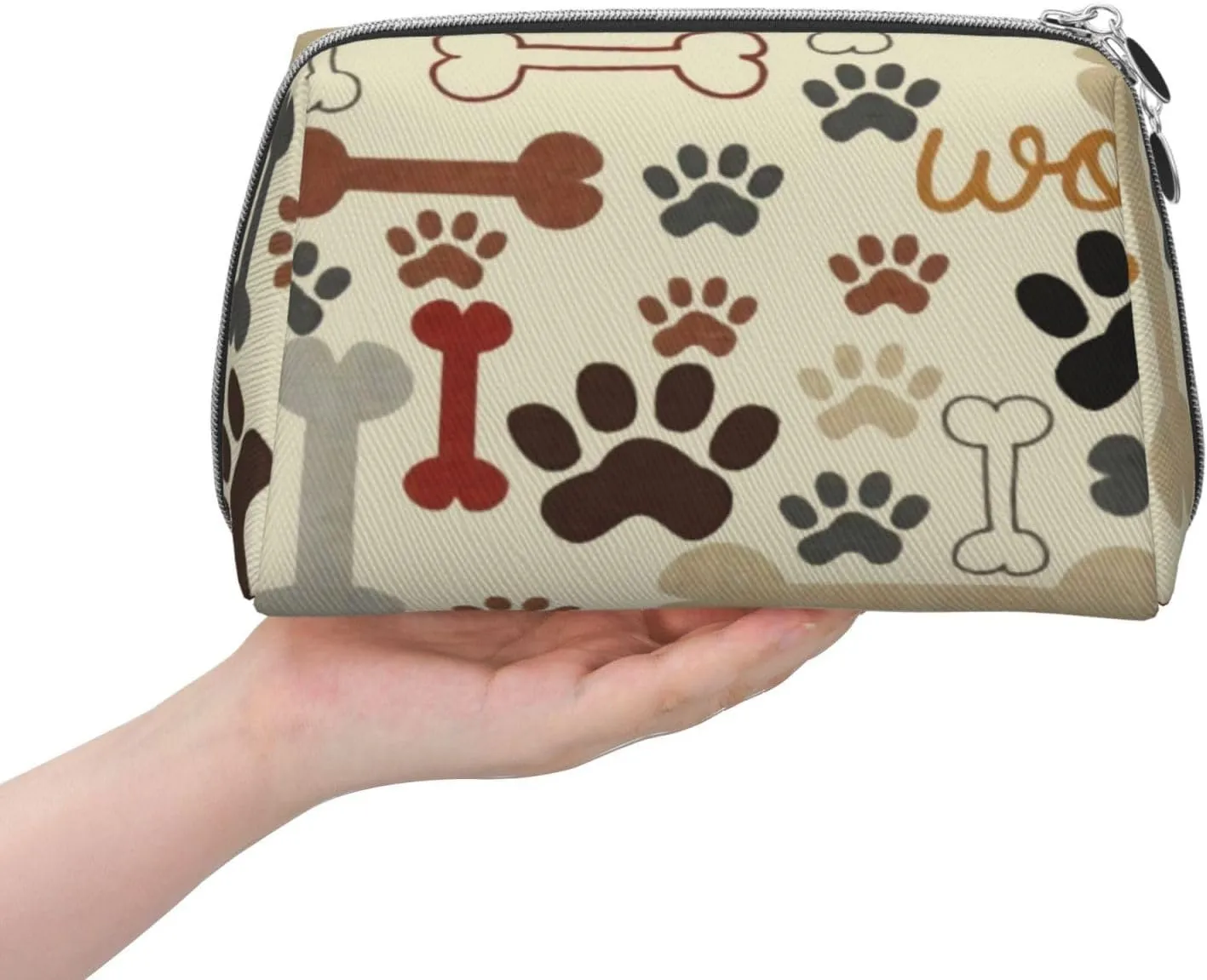 Horse,Leather Large Makeup Bag Zipper Pouch,Palomino Horse with Long Run in Dust,Travel Cosmetic Organizer for Women and Girls,Brown Yellow,M