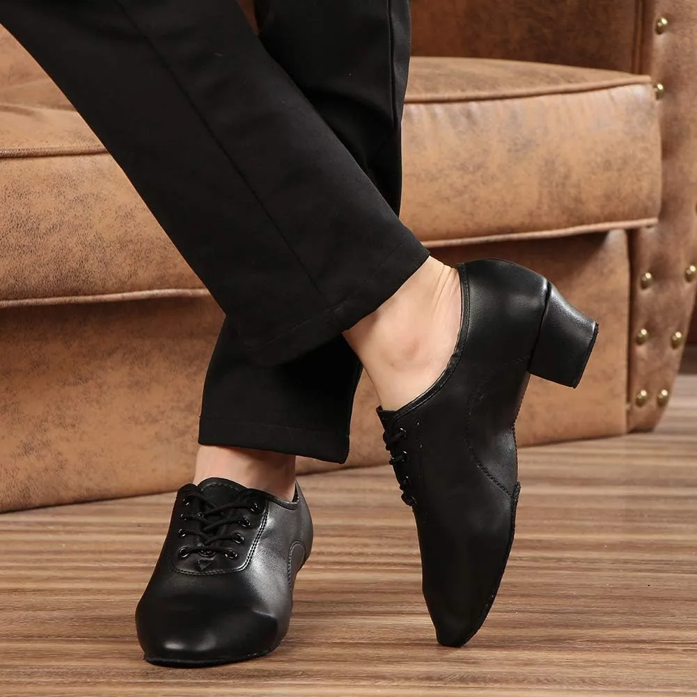 HROYL Little Boy Big Kids Men Latin Dance Shoes Leather lace-up Ballroom Shoes Tango Salsa Performence Practice Dance Shoes Z-238