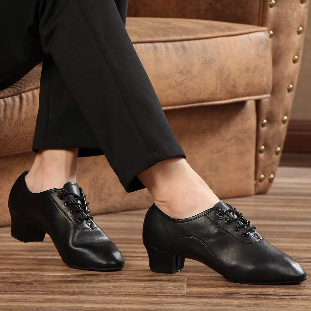 HROYL Little Boy Big Kids Men Latin Dance Shoes Leather lace-up Ballroom Shoes Tango Salsa Performence Practice Dance Shoes Z-238