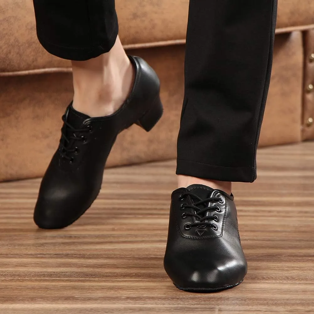 HROYL Little Boy Big Kids Men Latin Dance Shoes Leather lace-up Ballroom Shoes Tango Salsa Performence Practice Dance Shoes Z-238