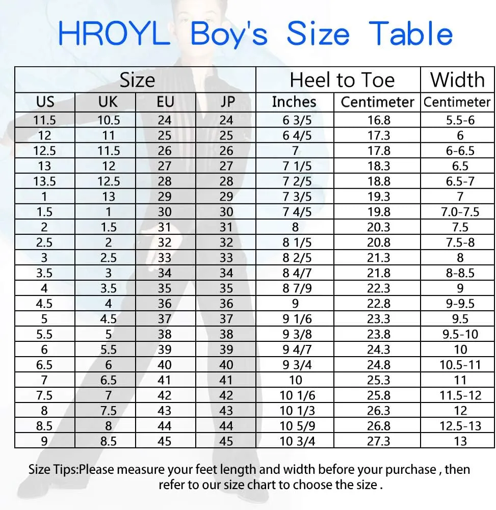 HROYL Little Boy Big Kids Men Latin Dance Shoes Leather lace-up Ballroom Shoes Tango Salsa Performence Practice Dance Shoes Z-238