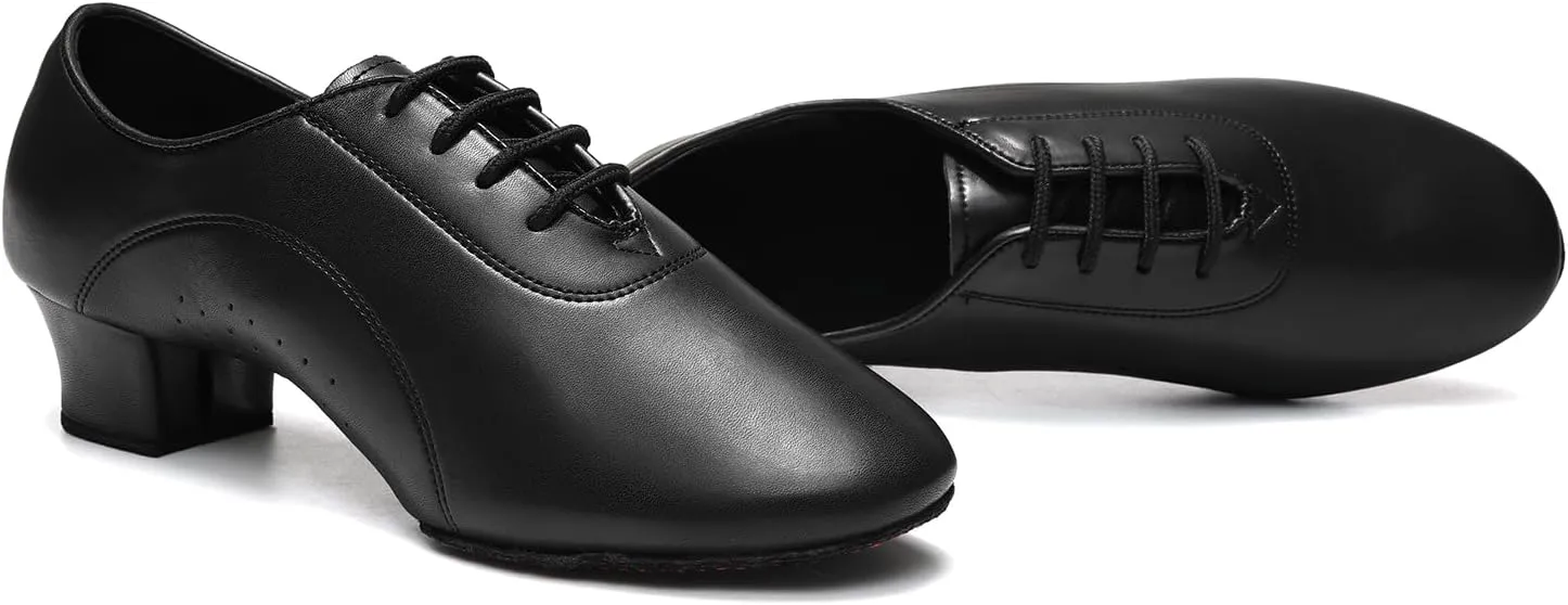 HROYL Little Boy Big Kids Men Latin Dance Shoes Leather lace-up Ballroom Shoes Tango Salsa Performence Practice Dance Shoes Z-238