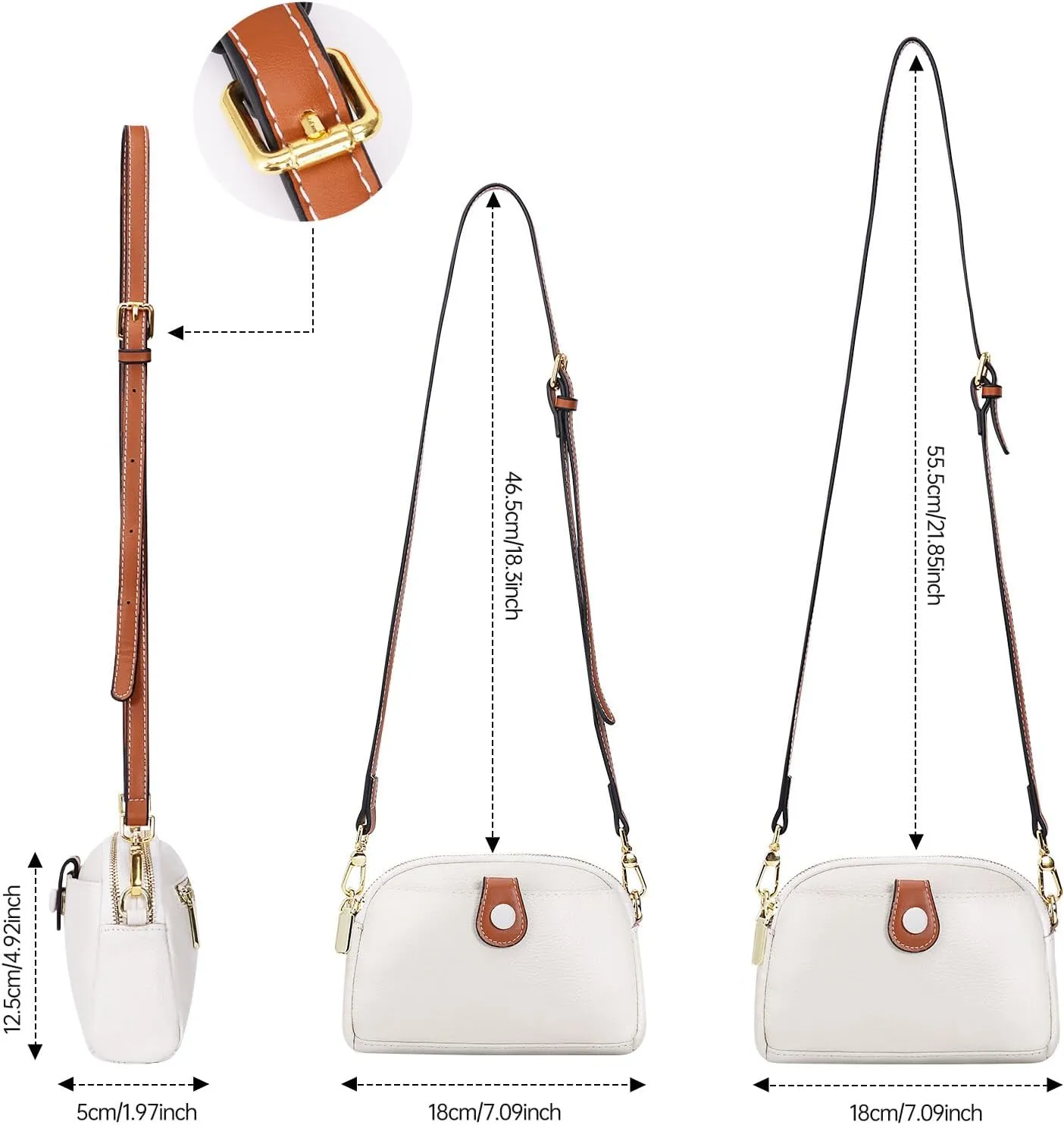 HUA ANGEL Small Crossbody Bag for Women, Lightweight Leather Mini Shoulder Bag Travel Cellphone Pouch Satchel Bag with Strap