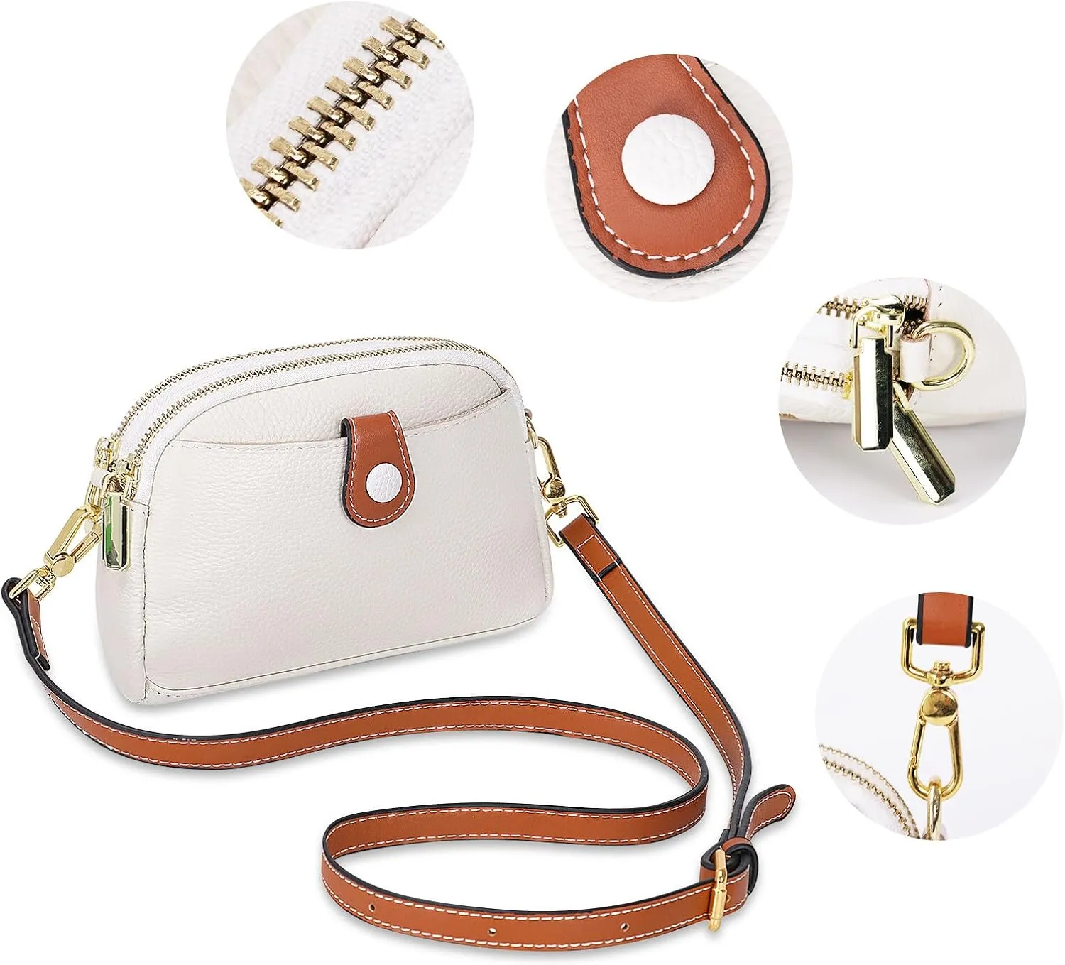 HUA ANGEL Small Crossbody Bag for Women, Lightweight Leather Mini Shoulder Bag Travel Cellphone Pouch Satchel Bag with Strap
