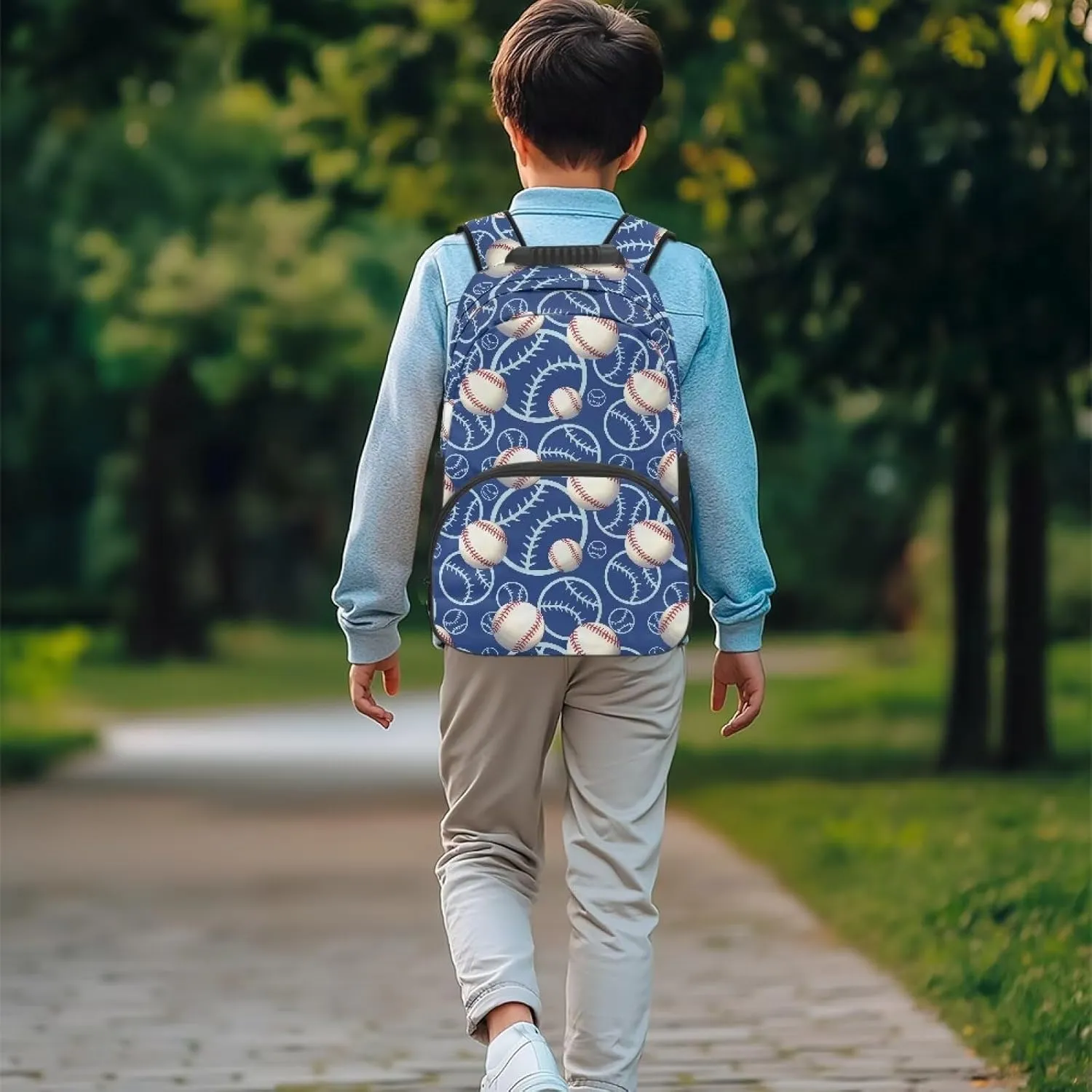 HUGS IDEA Baseball Rucksack for Teens Boys Water-Resistant School Bags with Side Pockets Multi-Compartment School Backpack for Elementary Students 17 Inch Kids Bookbag for Travel Camping
