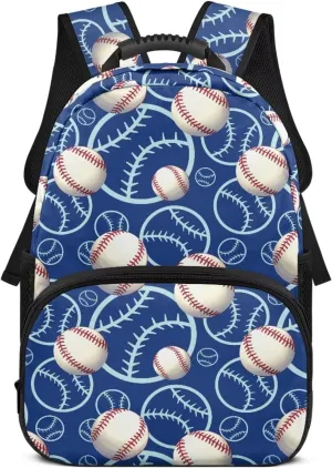 HUGS IDEA Baseball Rucksack for Teens Boys Water-Resistant School Bags with Side Pockets Multi-Compartment School Backpack for Elementary Students 17 Inch Kids Bookbag for Travel Camping