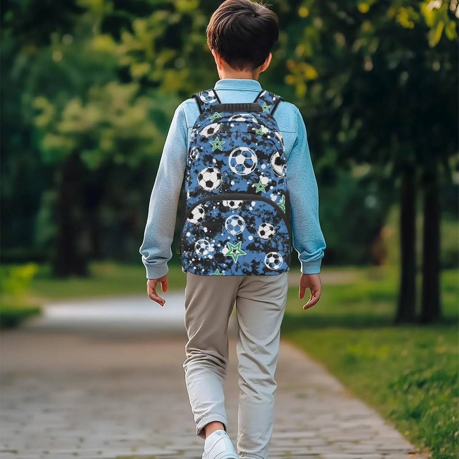 HUGS IDEA Camo Soccer Schoolbag for Teens Boys Lightweight Bookbag with Laptop Compartment Large Capacity Rucksack for Middle Students 17 Inch Children Backpack for Hiking School