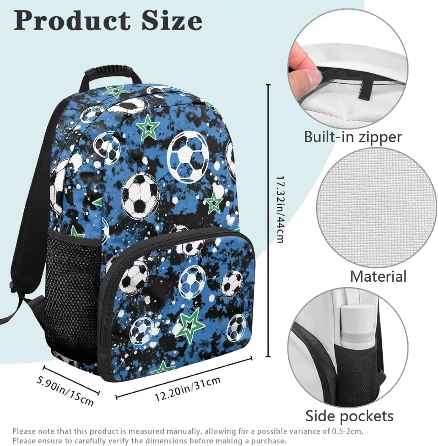 HUGS IDEA Camo Soccer Schoolbag for Teens Boys Lightweight Bookbag with Laptop Compartment Large Capacity Rucksack for Middle Students 17 Inch Children Backpack for Hiking School