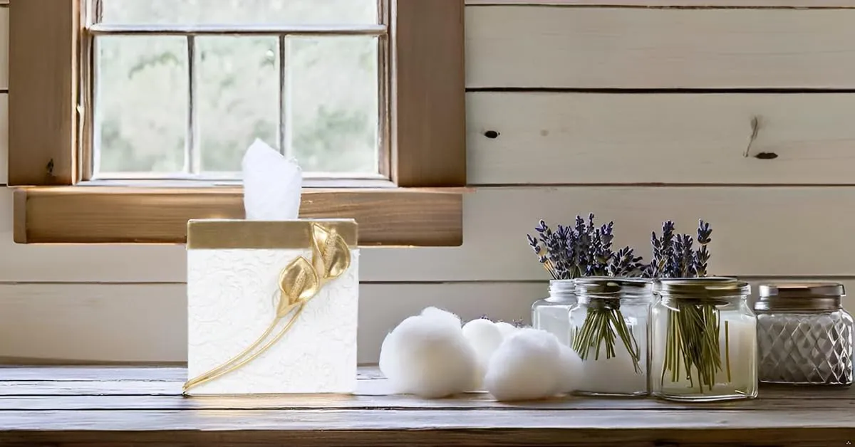 Hymmah Modern Square Tissue Box Cover Holder,Bathroom Accessories Decor Unique Design Tissue Box Cover for Bathroom Vanity Counter Tops Also Great for Bedrooms and Living Rooms