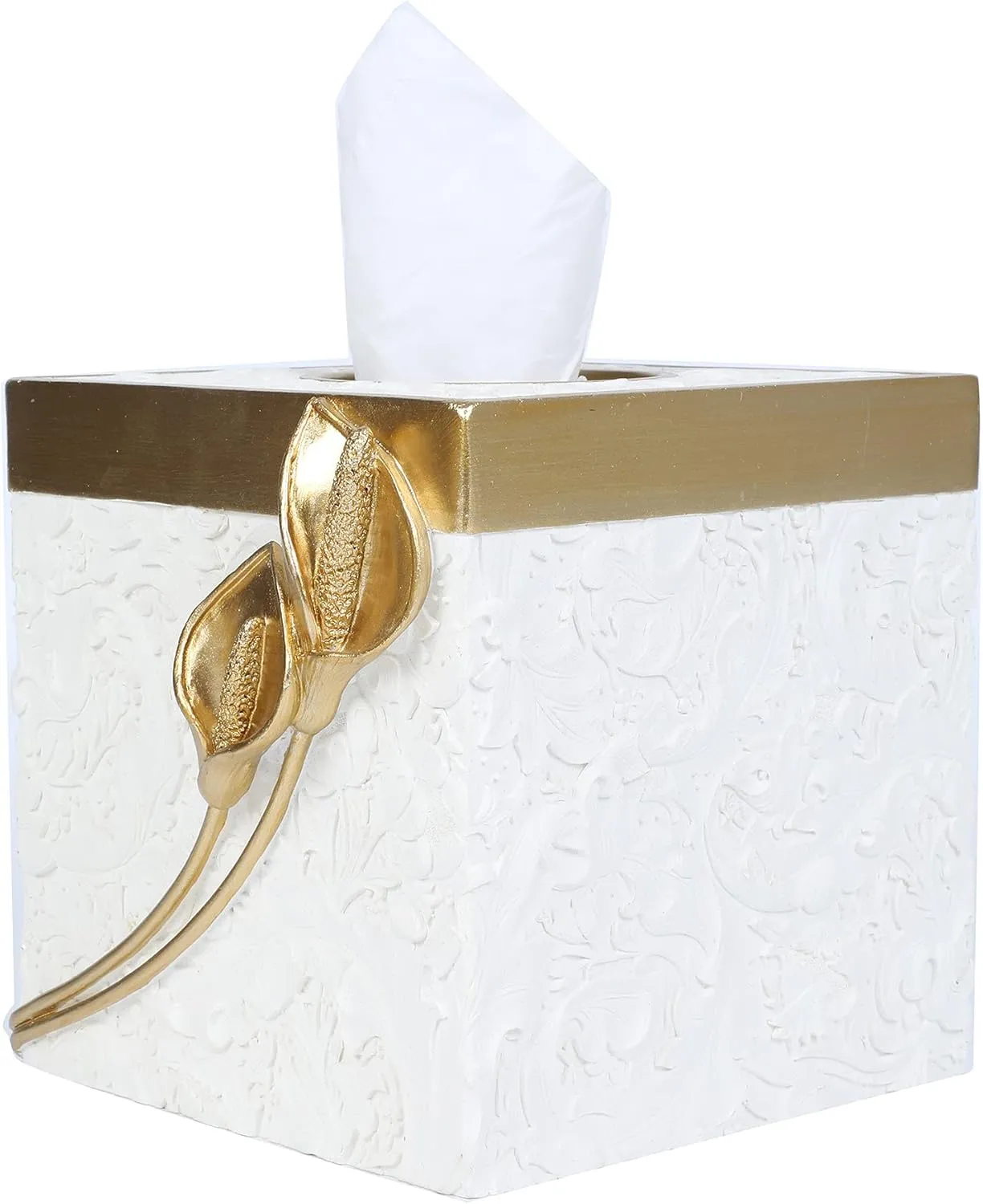 Hymmah Modern Square Tissue Box Cover Holder,Bathroom Accessories Decor Unique Design Tissue Box Cover for Bathroom Vanity Counter Tops Also Great for Bedrooms and Living Rooms
