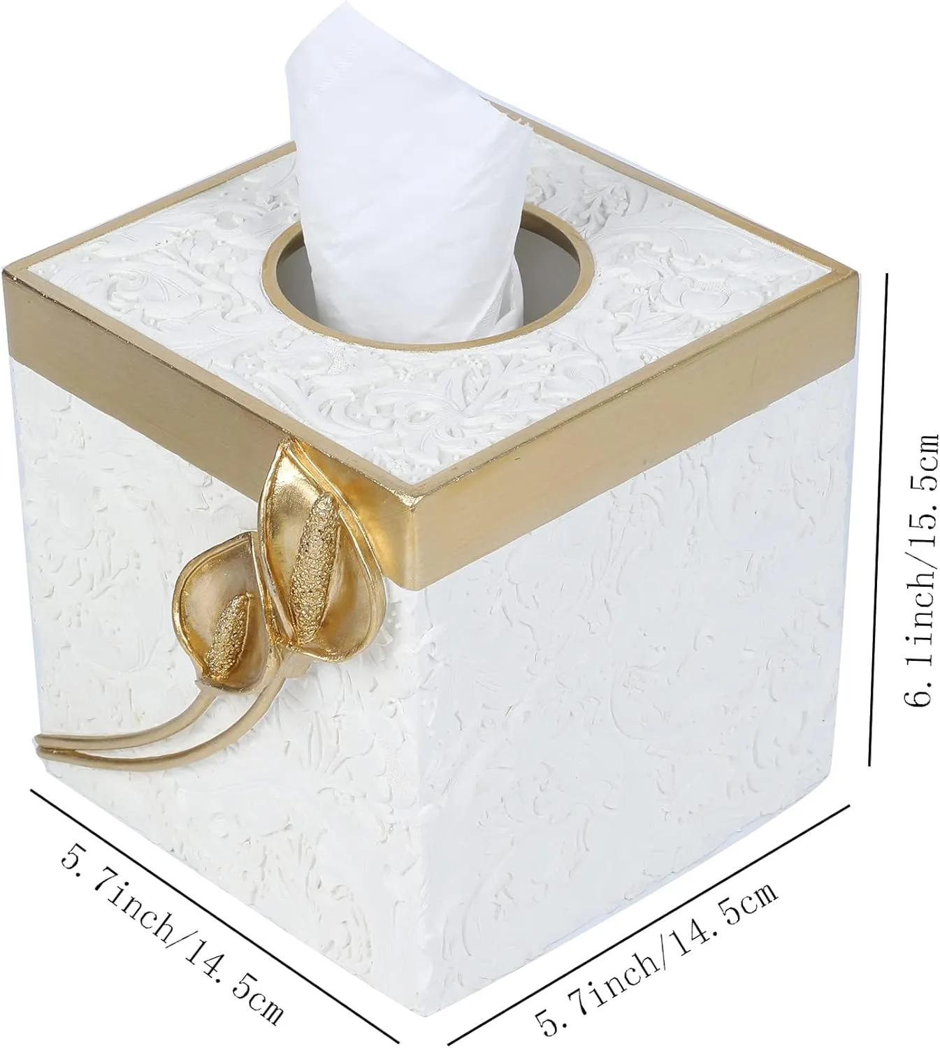 Hymmah Modern Square Tissue Box Cover Holder,Bathroom Accessories Decor Unique Design Tissue Box Cover for Bathroom Vanity Counter Tops Also Great for Bedrooms and Living Rooms