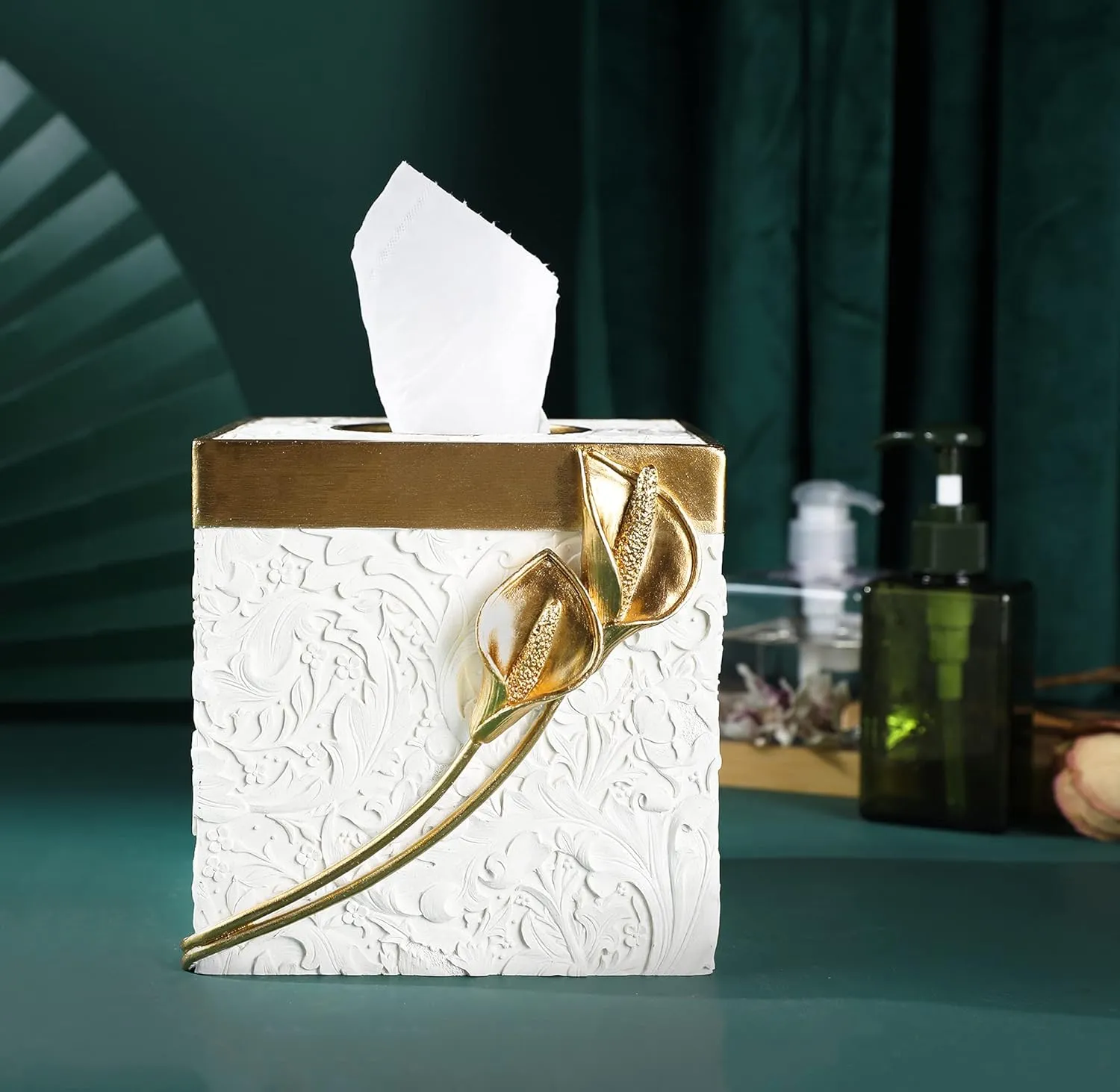 Hymmah Modern Square Tissue Box Cover Holder,Bathroom Accessories Decor Unique Design Tissue Box Cover for Bathroom Vanity Counter Tops Also Great for Bedrooms and Living Rooms