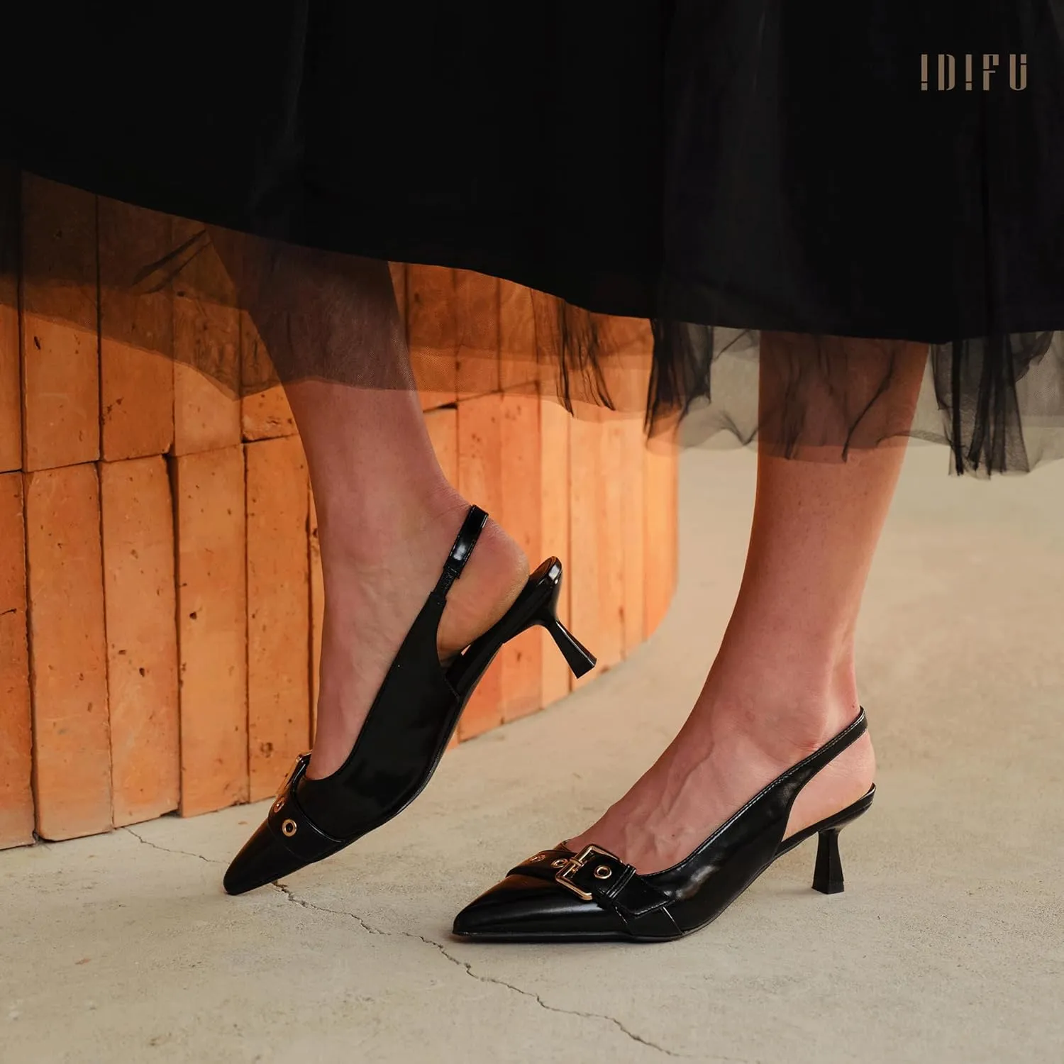 IDIFU IN2 Kitten Heels Slingback Closed Pointed Toe Low Short Heels Dress Shoes for Women Wedding Prom Office Bridal Formal Bridesmaid Bride Comfortable Dressy Cute Small Trendy Pumps Shoes