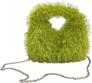 ikasus Fuzzy Tote Bag Y2K Fluffy Shoulder Bag Magnetic Buckle Round Handbag Crossbody Tote Bag Women Furry Purse, Green