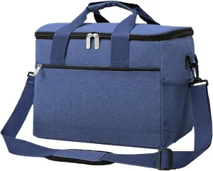 iknoe 33L Large Cooler Bag - Foldable,Waterproof,Leakproof Lunch Bag with Shoulder Strap and Handle,Thick Aluminum Foil Insulation,Multiple Pockets for Lunch,Picnic,Beach,Camping,Travel (Navy blue)