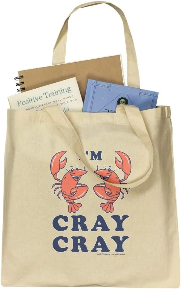 I'm Cray Cray Crazy Crayfish Funny Humor Grocery Travel Reusable Tote Bag