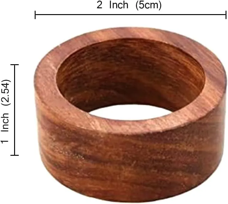 India Trend Wooden Round Sleek Plain Decorative 1.5 inch Napkin Rings Holders for Table Decor Dinner (Set of 12)