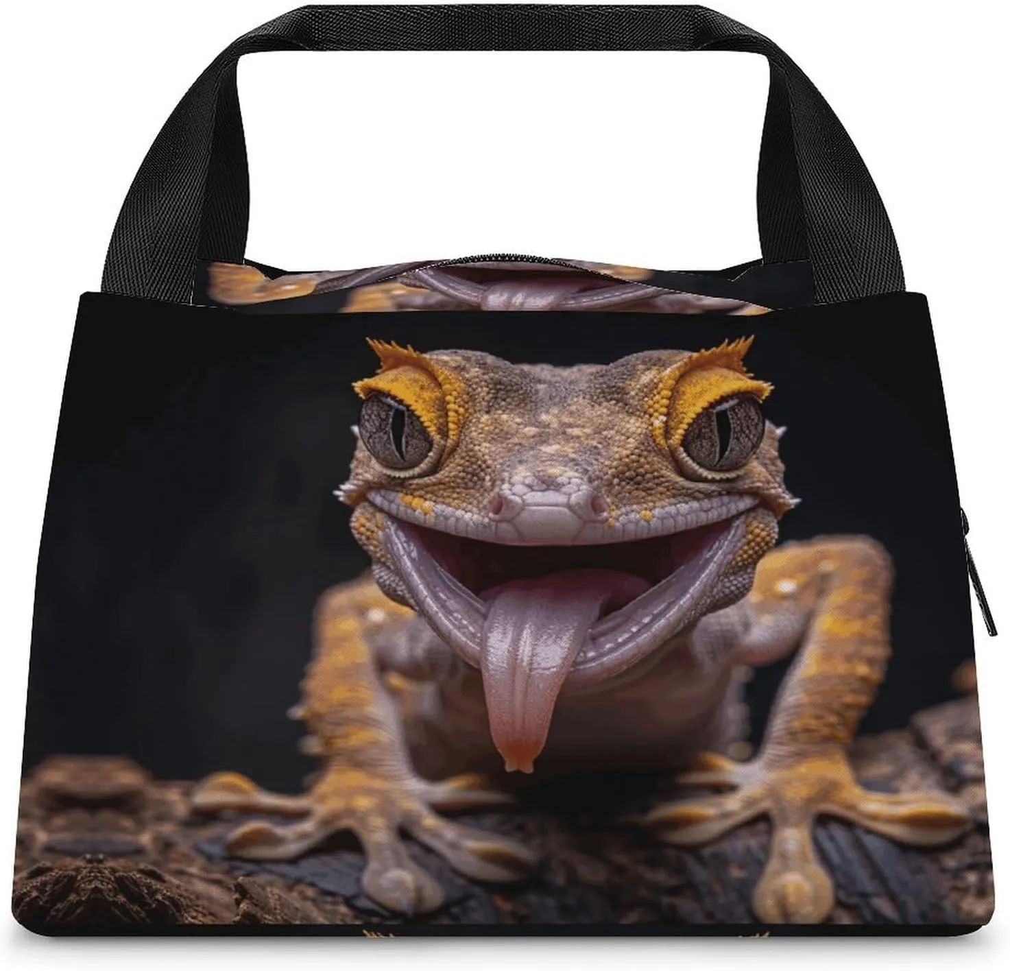 Insulated Bag Handbag,Gecko Sticks Out Tongue Print Portable Thermal Bag,wear-resistant Insulation Bag,outdoor Insulation Bag