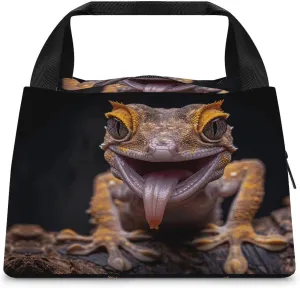 Insulated Bag Handbag,Gecko Sticks Out Tongue Print Portable Thermal Bag,wear-resistant Insulation Bag,outdoor Insulation Bag