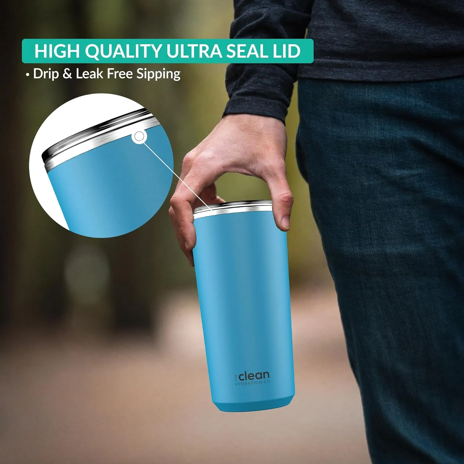 Insulated Coffee tumbler | Travel coffee mug | Ceramic Lined Tumbler | Iced Coffee Tumbler Cup with Lid | Double Wall Vacuum | (Aqua, 20 Oz)