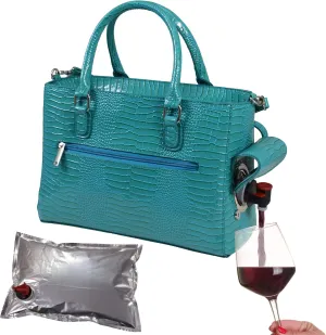 Insulated Drink Purse w/ 3L Bladder Bag | Thermal Hot and Cold Storage | Portable Drinking Dispenser for Wine, Cocktails, Beer, Alcohol | PU Leather Finish