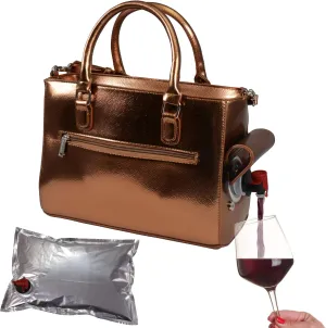 Insulated Drink Purse w/ 3L Bladder Bag | Thermal Hot and Cold Storage | Portable Drinking Dispenser for Wine, Cocktails, Beer, Alcohol | PU Leather Finish