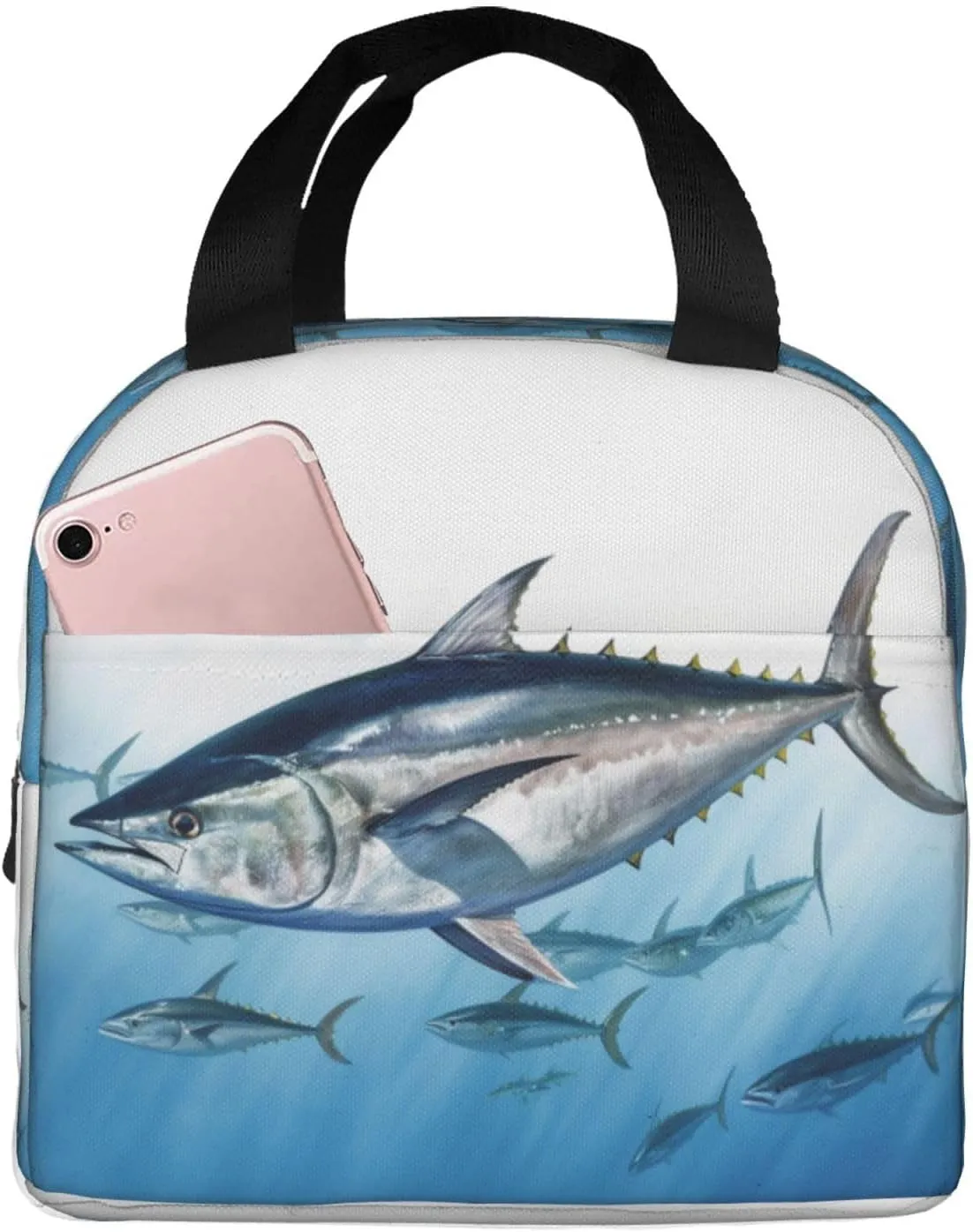 Insulated Lunch Bag Bluefin Tuna Thunnus Lunch Box for women Men Reusable Leakproof Lunch Cooler Bag for Picnic Work