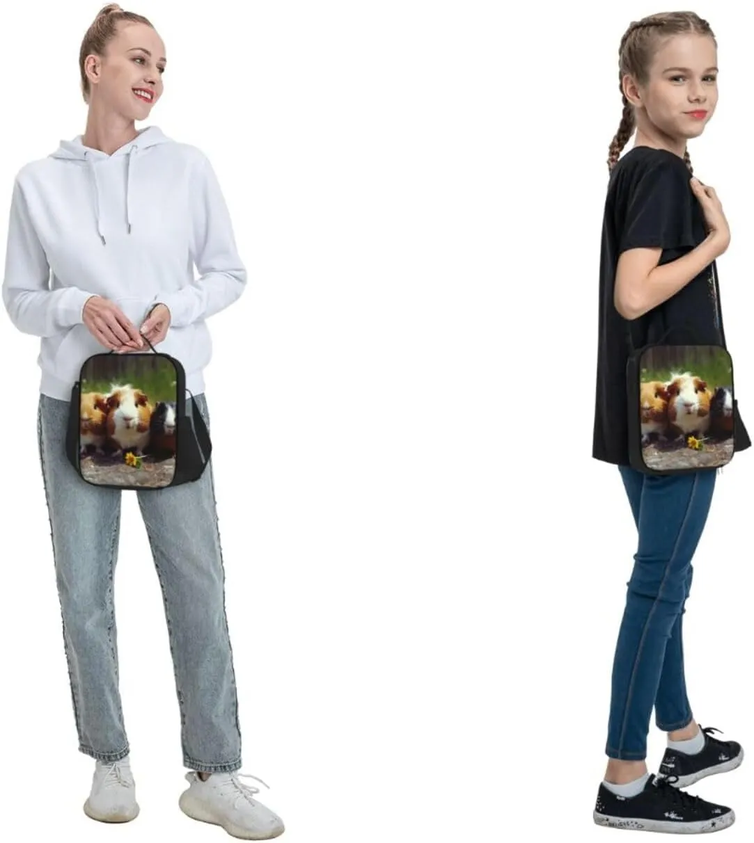 Insulated Lunch Bag Guinea Pigs Funny Lunch Box for Women Men Reusable Lunch Tote Bag for Work Picnic Travel