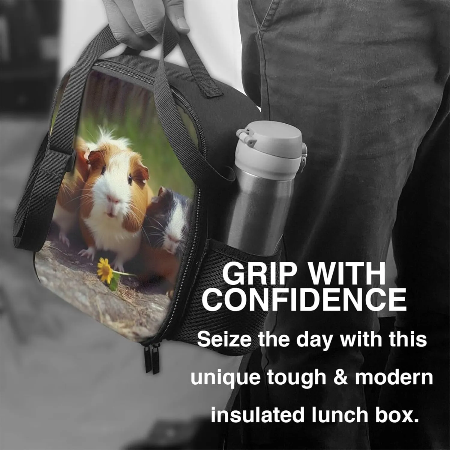 Insulated Lunch Bag Guinea Pigs Funny Lunch Box for Women Men Reusable Lunch Tote Bag for Work Picnic Travel