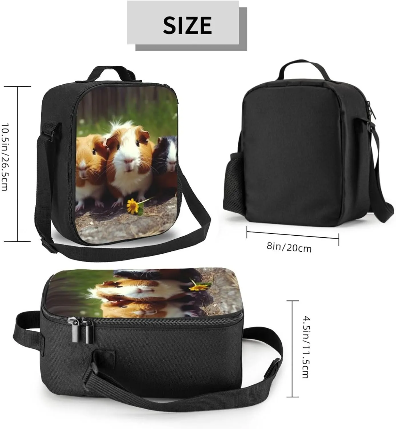 Insulated Lunch Bag Guinea Pigs Funny Lunch Box for Women Men Reusable Lunch Tote Bag for Work Picnic Travel