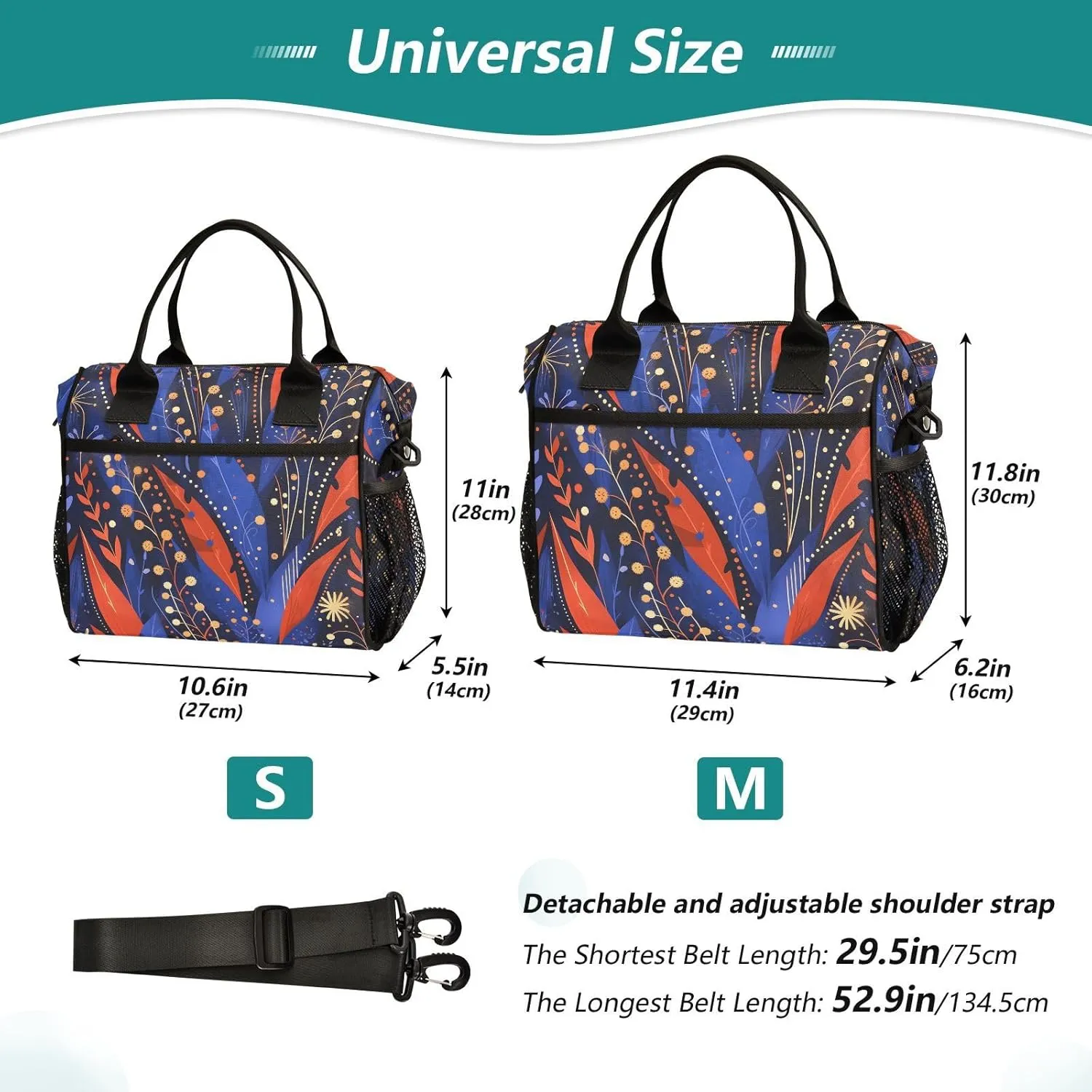 Insulated Lunch Bag Women - Golden Leaf Symphony Dandelion Lunch Box for Men, Leak Resistant, Adjustable Shoulder Strap, Durability Nylon, for Work, Travel, Outdoor Activities