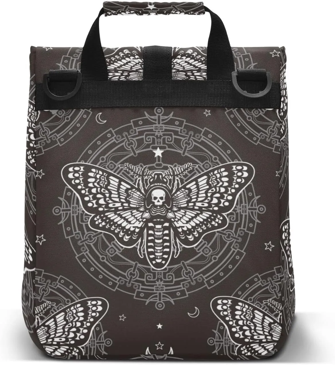 Insulated Lunch Bags Women Men, Skull Butterfly Black Portable Reusable Thermal Meal Tote Cooler Bag Organizer, Adjustable Shoulder Strap, Handle