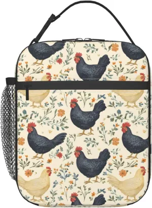 Insulated Lunch Box for Kids Boys Girls, Reusable Lunch Bag for School, Office, Picnic, Work, Travel, Cute Chickens Theme Lunch Box