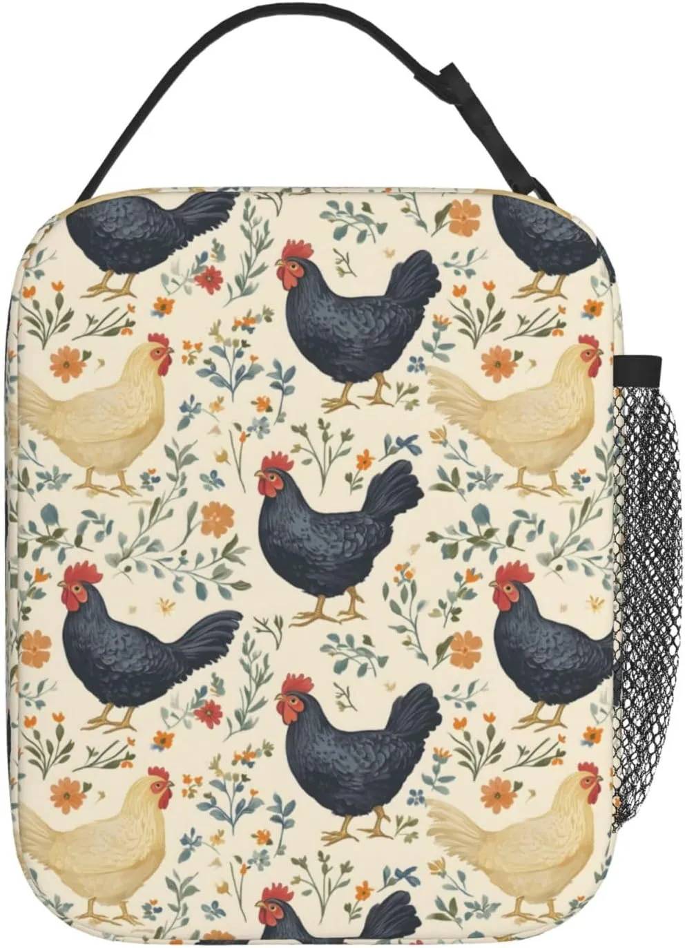 Insulated Lunch Box for Kids Boys Girls, Reusable Lunch Bag for School, Office, Picnic, Work, Travel, Cute Chickens Theme Lunch Box