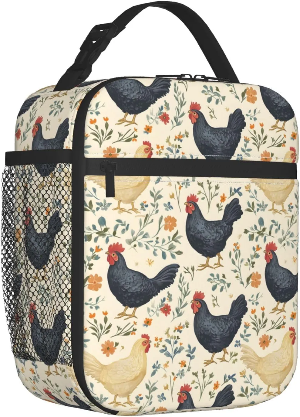 Insulated Lunch Box for Kids Boys Girls, Reusable Lunch Bag for School, Office, Picnic, Work, Travel, Cute Chickens Theme Lunch Box