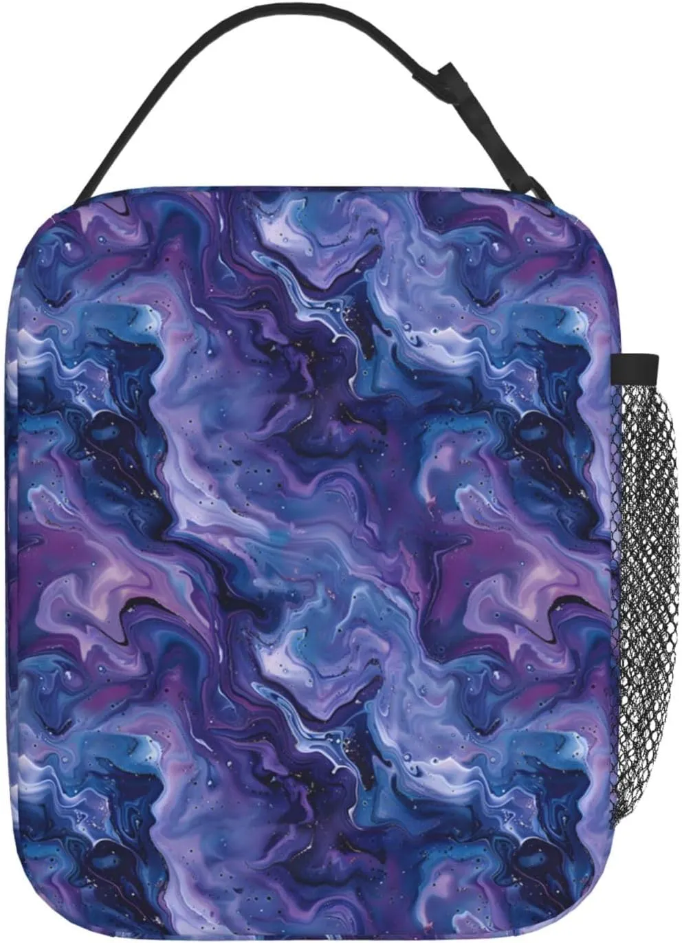 Insulated Lunch Box for Kids Boys Girls, Reusable Lunch Bag for School, Office, Work, Picnic, Travel, Purple and Blue Marble Lunch Box