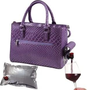 Insulated Purse w/ 3L Bladder Bag | Thermal Hot and Cold Storage | Portable Drinking Dispenser for Wine, Cocktails, Beer, Alcohol | PU Leather Finish