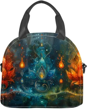 Intricate Cosmic Depicting Mystical Spiritual Artwork Insulated Adult Lunch Bag with Shoulder Strap for Women Lightweight Reusable Portable Freezable Lunch Tote Bag for Work Picnic