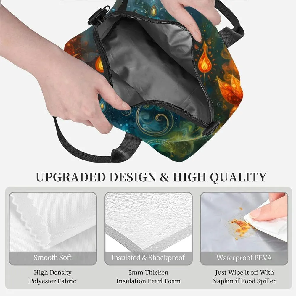 Intricate Cosmic Depicting Mystical Spiritual Artwork Insulated Adult Lunch Bag with Shoulder Strap for Women Lightweight Reusable Portable Freezable Lunch Tote Bag for Work Picnic