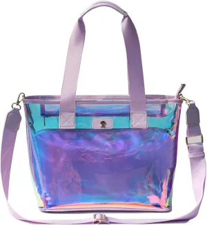 Iridescent Soap Bubble Clear Tote Bag – Stadium Approved with Bag-in-Bag Shoulder Design for Concerts, Beaches, Events