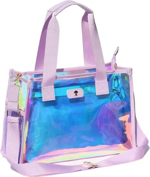 Iridescent Soap Bubble Tote Clear Bag for Stadium Events with Bag-in-Bag Shoulder Bag for Concert Beach
