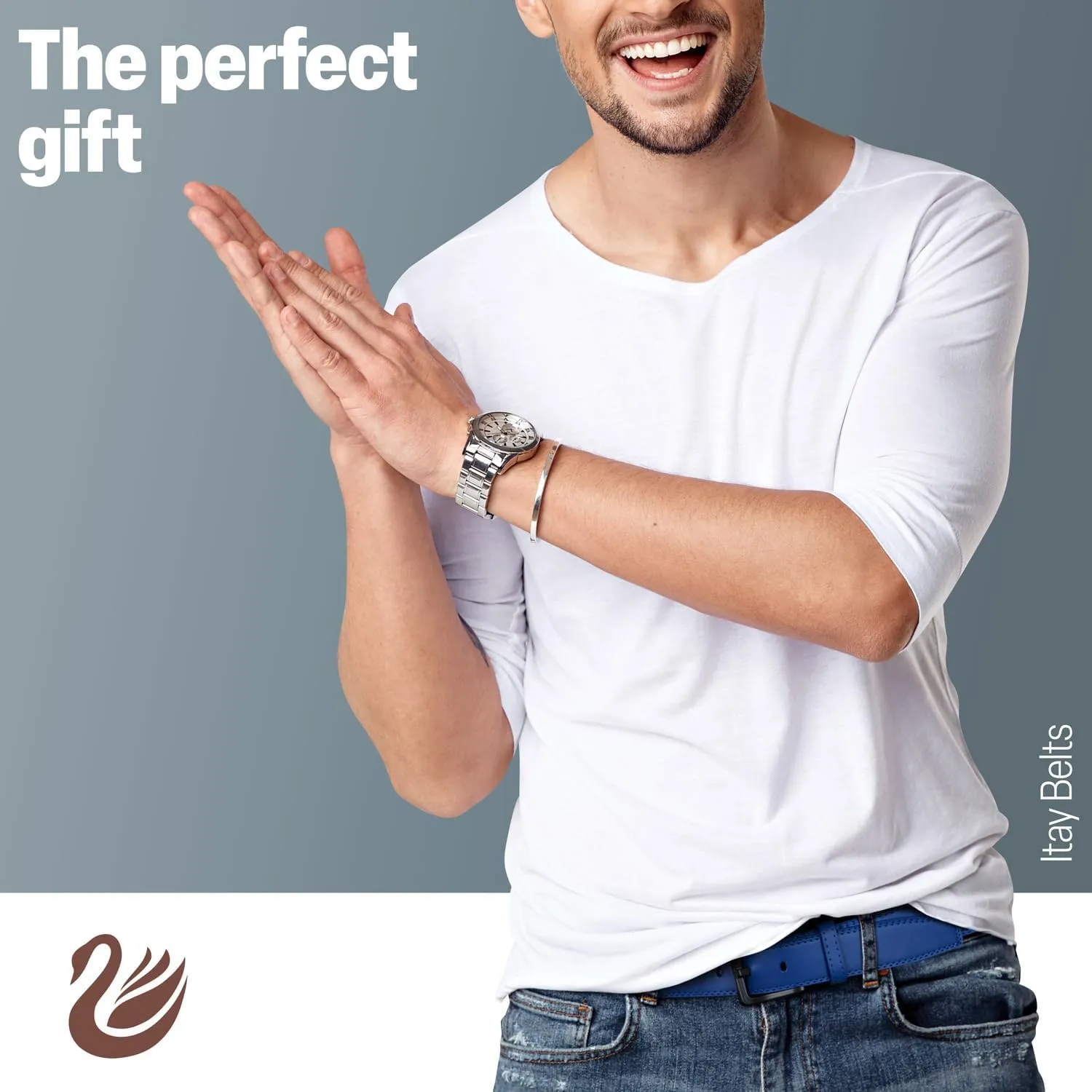 ITAY Metal Free Hypoallergenic Leather TSA Belt Strap, Sturdy Men's Adjustable Nickel Free Belt