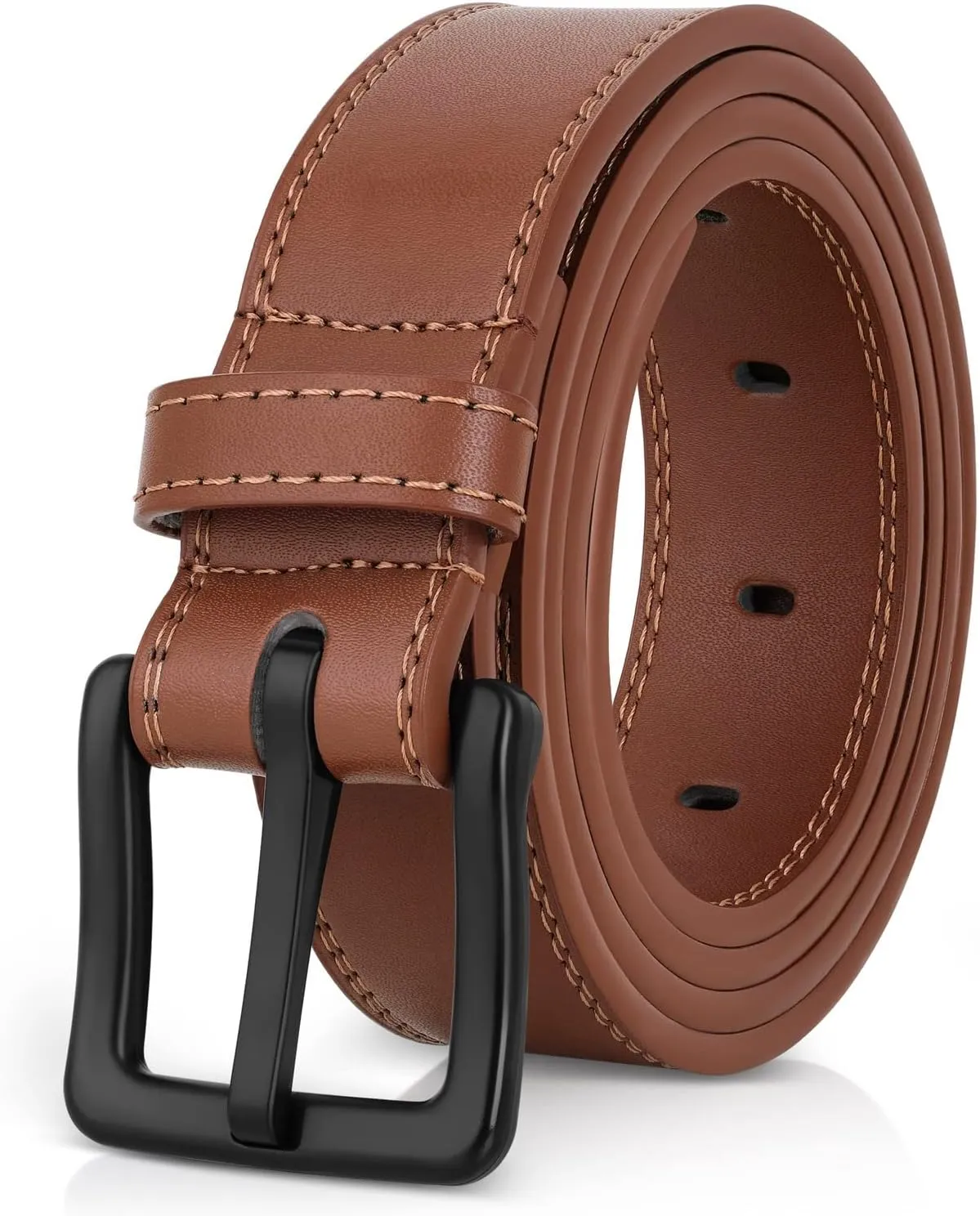 ITAY Metal Free Hypoallergenic Leather TSA Belt Strap, Sturdy Men's Adjustable Nickel Free Belt