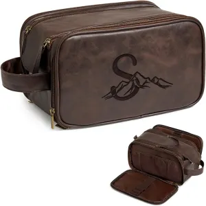 Janhavi Customized Gifts for Men, Waterproof Travel size Toiletries Bag, Makeup Organizer Foldie Travel Bag, Mens Toiletry Travel Bag, Men's Accessories Organizer, Travel Essentials Men (Dark Brown S)