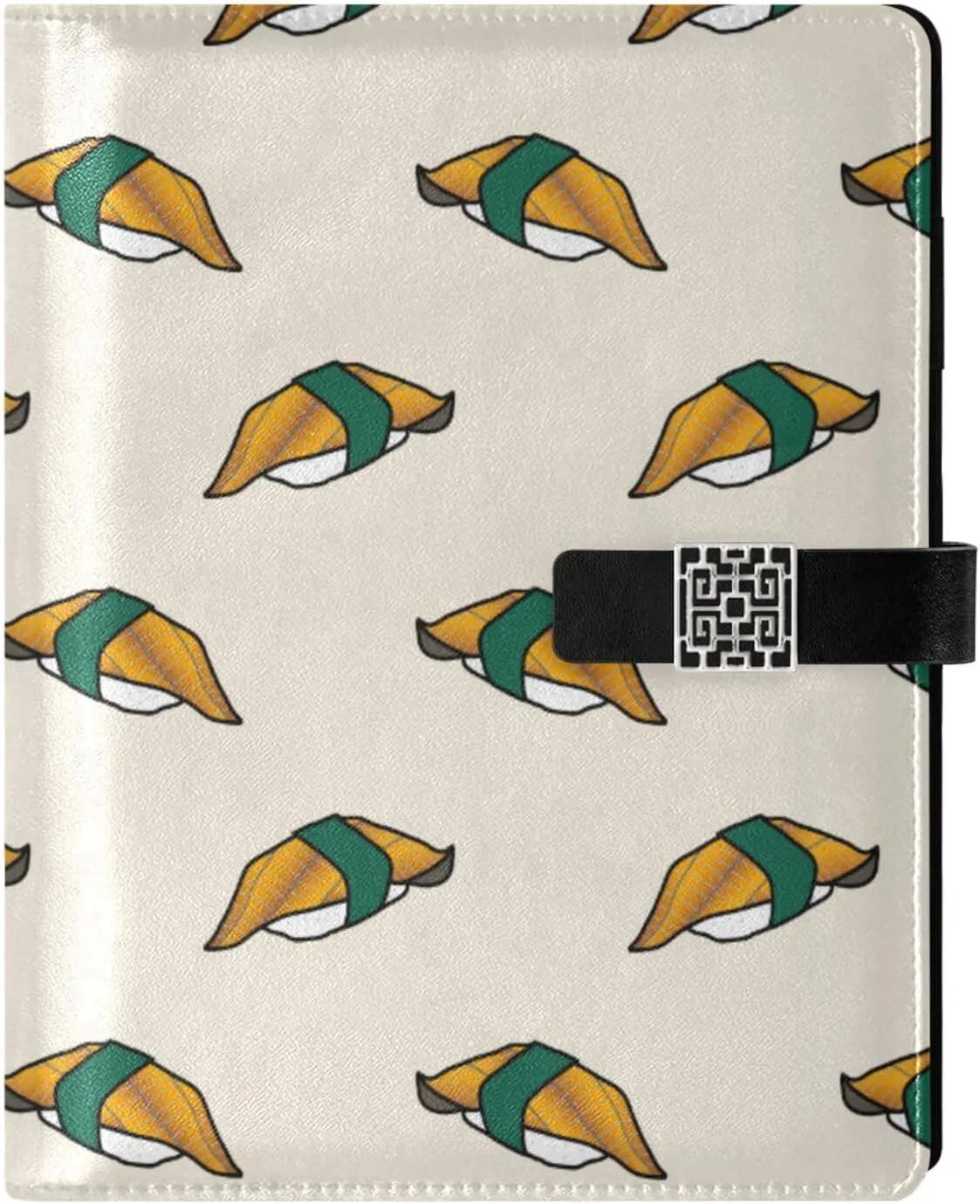 Japanese Sushi Pastel Background PU Leather Notebook Binder A5 6 Ring Refillable Journal with Magnetic Buckle Closure Travel Planner Notebook Binder for Business Cards,Office,