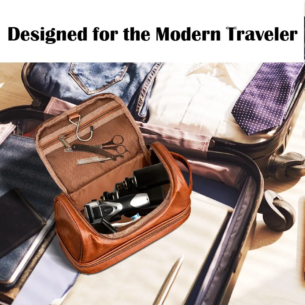 Jeclist Custom Leather Travel Toiletry Bag - Personalized Dopp Kit for Men with Name or Initials - Perfect Groomsmen Gifts, Birthday Present, Travel Companion